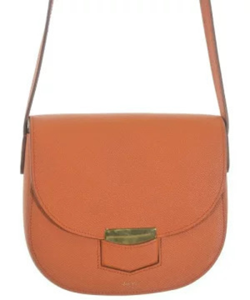 Celine Leather Trio Crossbody Bag Adjustable Shoulder Strap Orange
